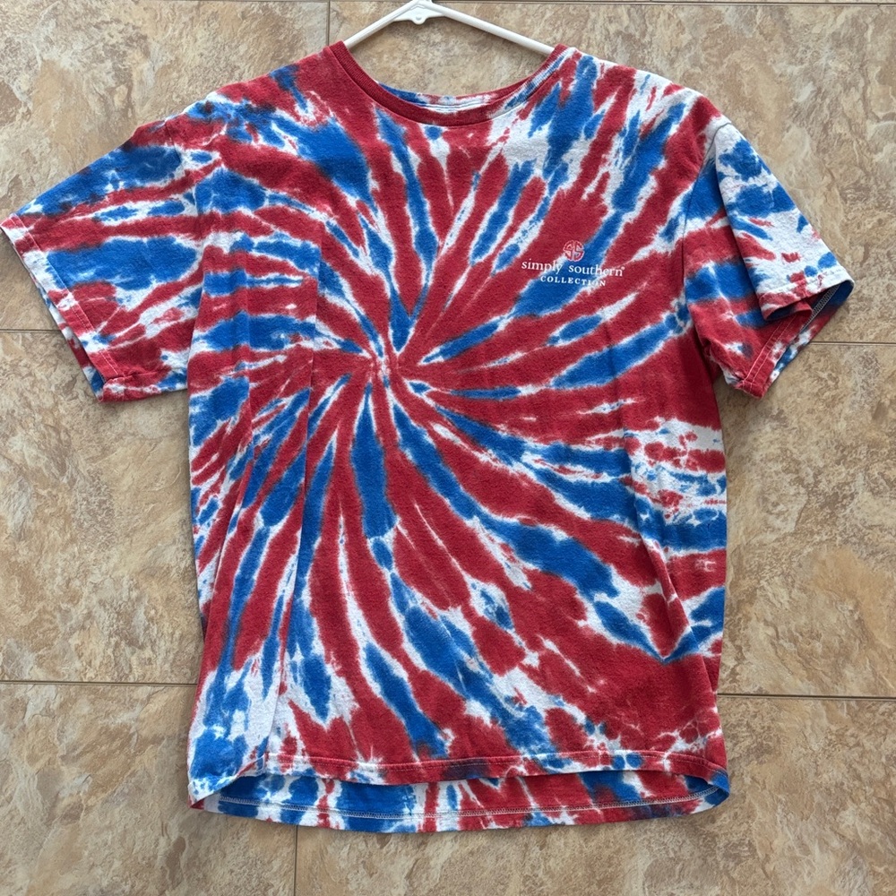 Simply Southern Red, Blue, and White Tie-Dye Kids Tee